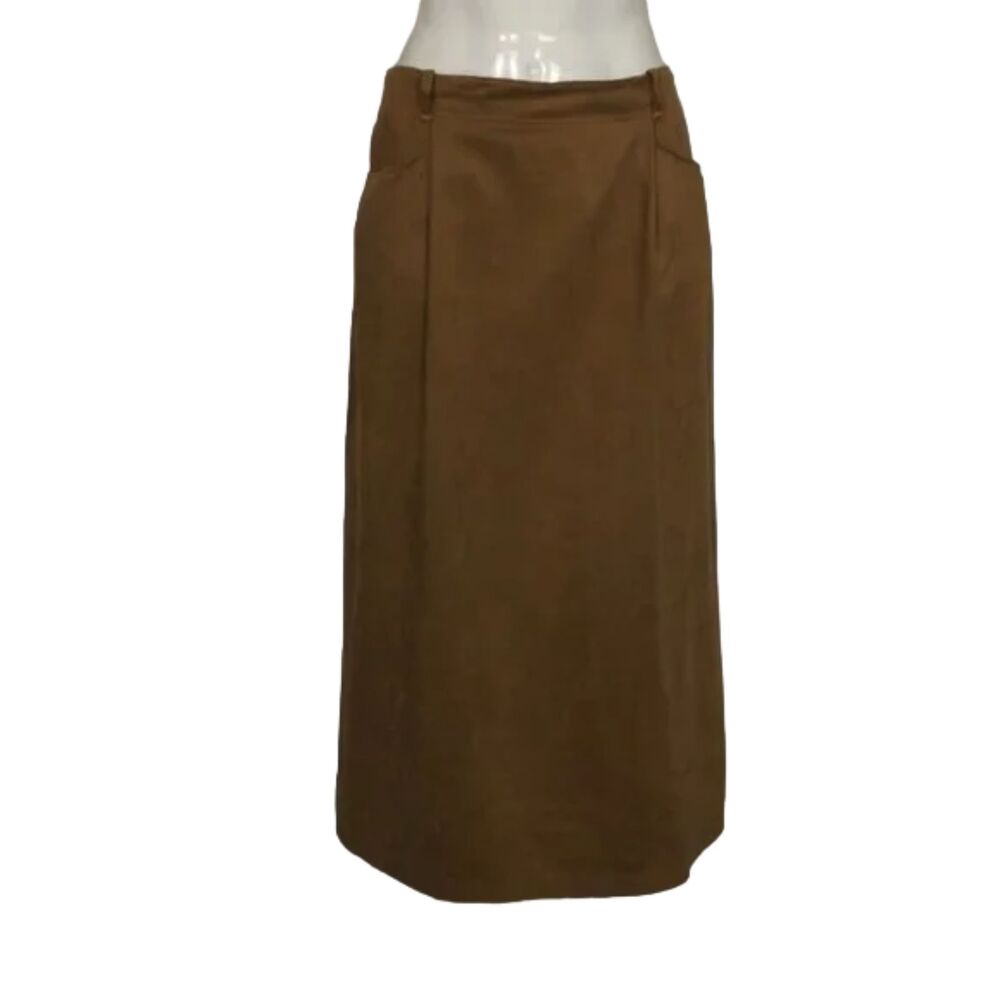 PENDLETON Maxi Skirt, 36" waist, Faux suede, Pockets, Brown, Back Zip, VINTAGE